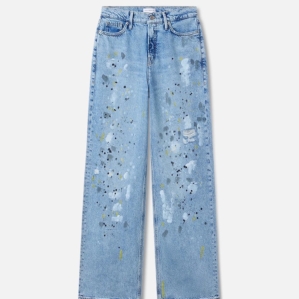 Good American ease jeans  Blue Paint-Splatter Straight Leg Jeans